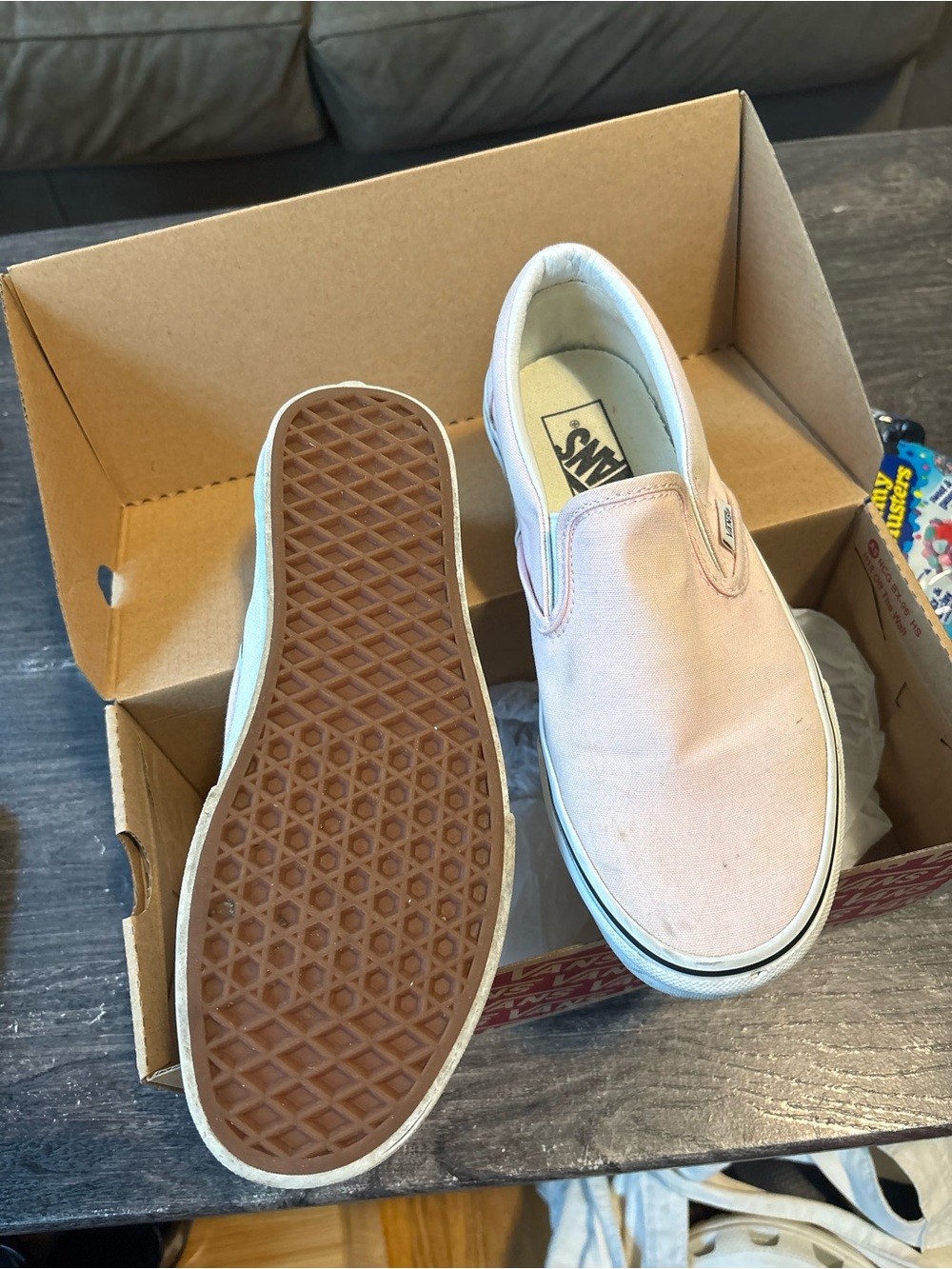 Vans Classic Slip-On Canvas Sneakers in Light Pink